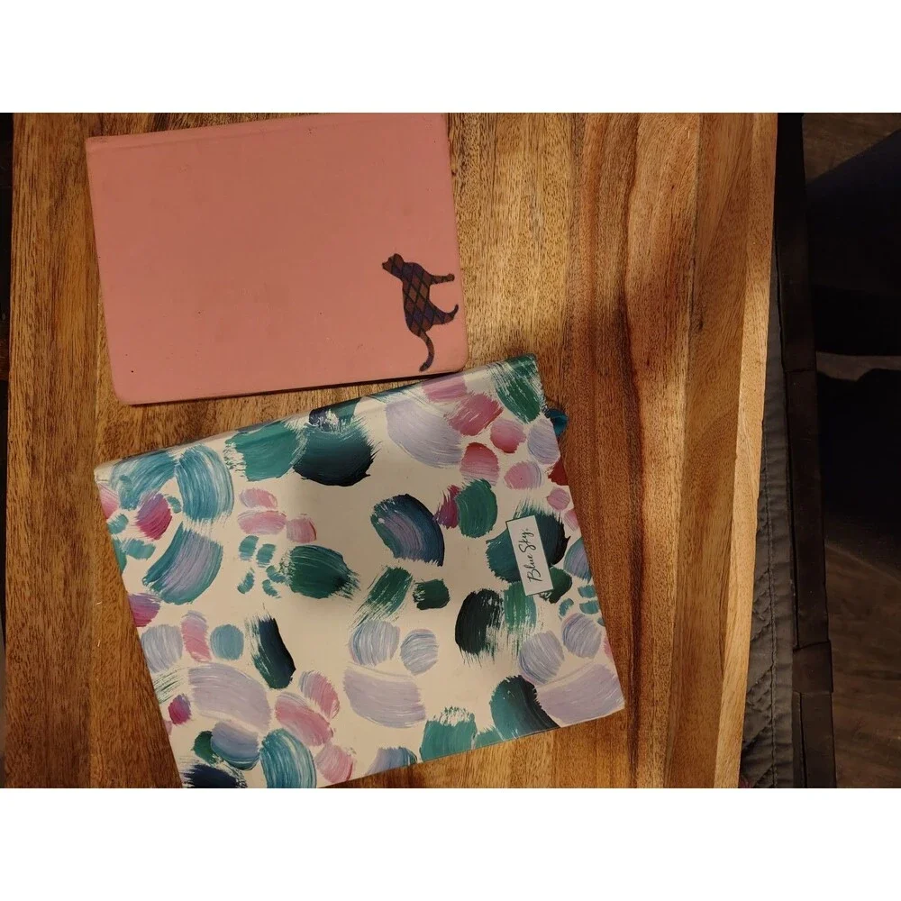 Belle Style Set of 2 Blank Journals Pink Cat Abstract and Multicolor Covers